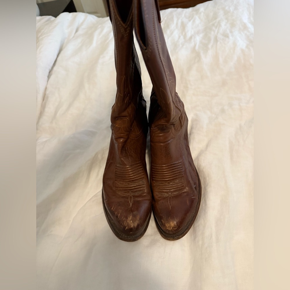 Lucchese Brown Leather Cowboy Boots